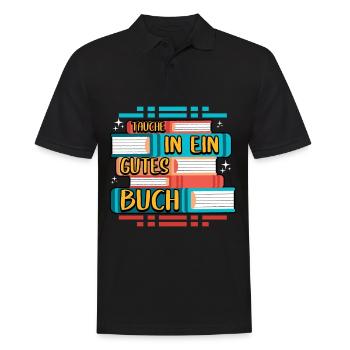 Buch Bücher Tauche in ein gutes Buch - Männer Poloshirt - Schwarz - Vorne - Kai (181cm)