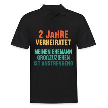 2 Jahre verheiratet lustig 2. Hochzeitstag - Männer Poloshirt - Schwarz - Vorne - Kai (181cm)