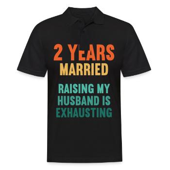 2 Jahre verheiratet lustig 2. Hochzeitstag - Männer Poloshirt - Schwarz - Vorne - Kai (181cm)