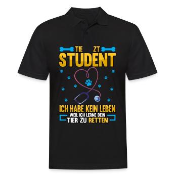 Tierarzt Student ich habe kein Leben Spruch - Männer Poloshirt - Schwarz - Vorne - Kai (181cm)