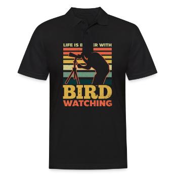 Vogelbeobachtung Leben ist besser mit Vogelbeobachtung - Männer Poloshirt - Schwarz - Vorne - Kai (181cm)