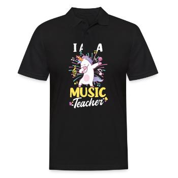 Musiklehrer Ich bin ein Musiklehrer Einhorn - Männer Poloshirt - Schwarz - Vorne - Kai (181cm)