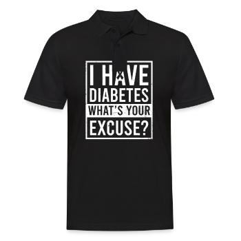 Diabète de type 1 J’ai le diabète Quelle est l’excuse - Polo Homme - noir - Devant - Kai (181cm)
