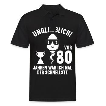 80 Jahre vor 80 Jahren schnellste 80. Geburtstag - Männer Poloshirt - Schwarz - Vorne - Kai (181cm)