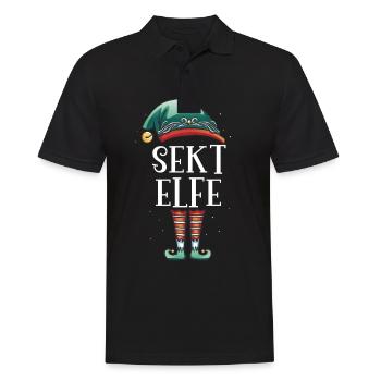 Weihnachten Partnerkostüm Sekt Elf Elfe Elfen - Männer Poloshirt - Schwarz - Vorne - Kai (181cm)