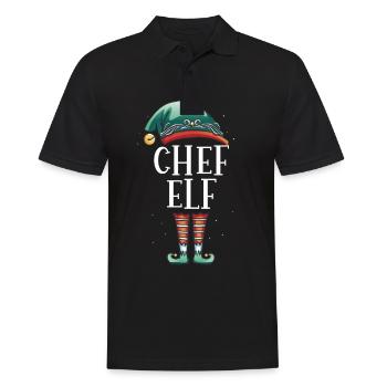 Weihnachten Partnerkostüm Chef Elf Elfe Elfen - Männer Poloshirt - Schwarz - Vorne - Kai (181cm)