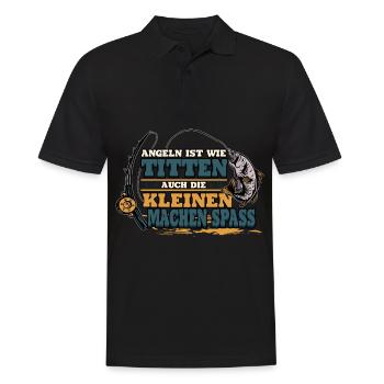 Angeln ist wie Titten auch die kleinen machen spaß - Männer Poloshirt - Schwarz - Vorne - Kai (181cm)
