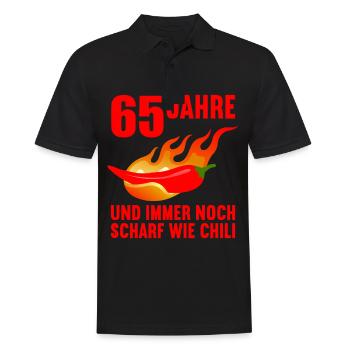 65 Jahre scharf wie Chili 65. Geburtstag - Männer Poloshirt - Schwarz - Vorne - Kai (181cm)