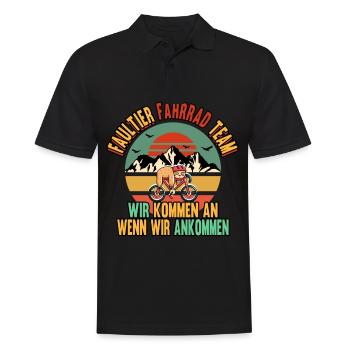 Faultier Fahrrad Team wir kommen an wenn wir - Männer Poloshirt - Schwarz - Vorne - Kai (181cm)