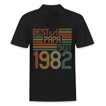 Bester Papa seit 1982 Vati 40 Jahre 40. Geburtstag - Männer Poloshirt - Schwarz - Vorne - Kai (181cm)