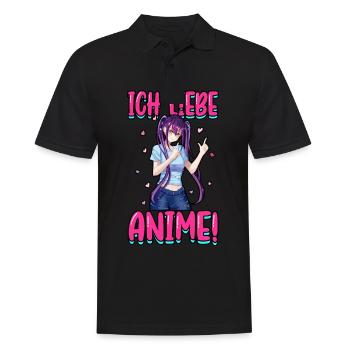 Anime Merch Kawaii Japan Otaku Ich liebe Anime - Männer Poloshirt - Schwarz - Vorne - Kai (181cm)