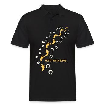 Funny Never Walk Alone Dog Lover Dogs Footprints - Men's Polo Shirt - black - Front - Kai (181cm)