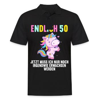 50 Jahre Nur noch erwachsen werden 50. Geburtstag - Männer Poloshirt - Schwarz - Vorne - Kai (181cm)