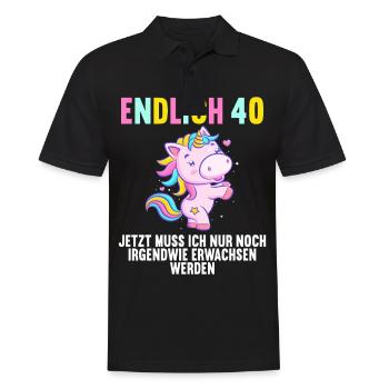 40 Jahre Nur noch erwachsen werden 40. Geburtstag - Männer Poloshirt - Schwarz - Vorne - Kai (181cm)