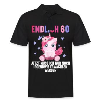 60 Jahre Nur noch erwachsen werden 60. Geburtstag - Männer Poloshirt - Schwarz - Vorne - Kai (181cm)
