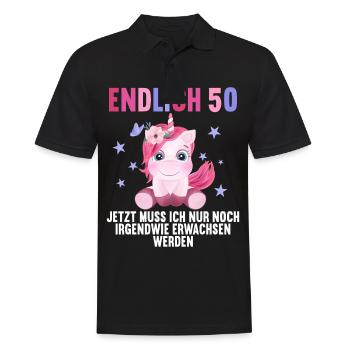 50 Jahre Nur noch erwachsen werden 50. Geburtstag - Männer Poloshirt - Schwarz - Vorne - Kai (181cm)