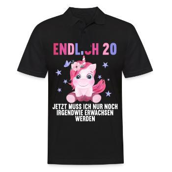 20 Jahre Nur noch erwachsen werden 20. Geburtstag - Männer Poloshirt - Schwarz - Vorne - Kai (181cm)