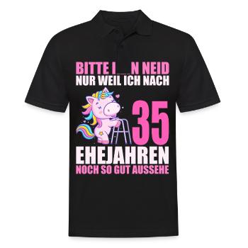 35 Jahre verheiratet lustig 35. Hochzeitstag - Männer Poloshirt - Schwarz - Vorne - Kai (181cm)