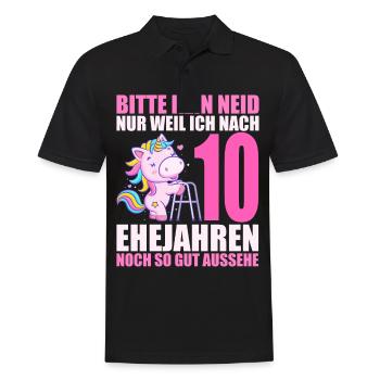 10 Jahre verheiratet lustig 10. Hochzeitstag - Männer Poloshirt - Schwarz - Vorne - Kai (181cm)