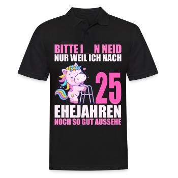 25 Jahre verheiratet lustig 25. Hochzeitstag - Männer Poloshirt - Schwarz - Vorne - Kai (181cm)