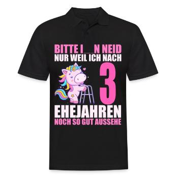 3 Jahre verheiratet lustig 3. Hochzeitstag - Männer Poloshirt - Schwarz - Vorne - Kai (181cm)