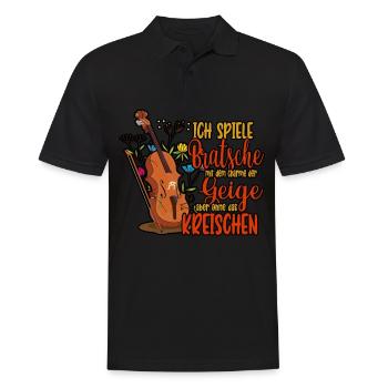 Violine Ich spiele Bratsche mit dem Charme der - Männer Poloshirt - Schwarz - Vorne - Kai (181cm)
