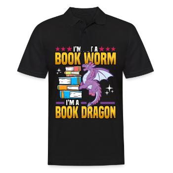 Drôle Je ne suis pas un ver de livre Je suis un livre Dragon Nerds - Polo Homme - noir - Devant - Kai (181cm)