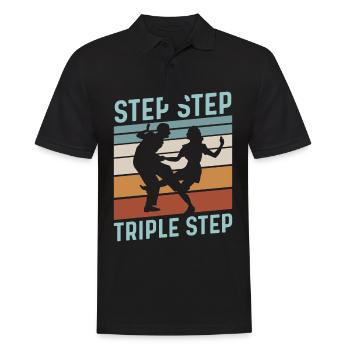 Step Step Triple Step Zitat für einen Lindy Hop - Männer Poloshirt - Schwarz - Vorne - Kai (181cm)