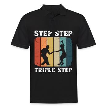 Step Step Triple Step Zitat für Ihren Lindy Hop - Männer Poloshirt - Schwarz - Vorne - Kai (181cm)