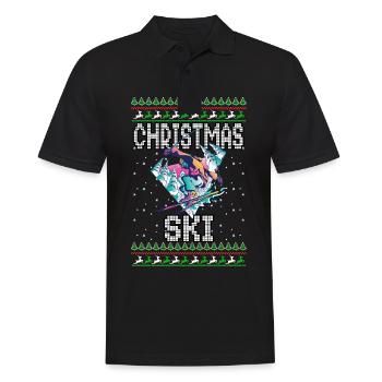 Funny Christmas Ski Lover Xmas Ugly Sweater Skiing - Men's Polo Shirt - black - Front - Kai (181cm)