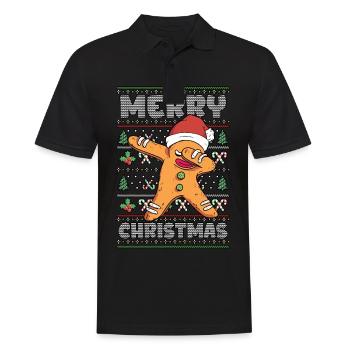 Merry Christmas Gingerbread Man Ugly Christmas - Men's Polo Shirt - black - Front - Kai (181cm)
