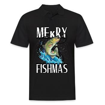 Drôle Merry Fishmas Pêche Pêcheur Pêcheur - Polo Homme - noir - Devant - Kai (181cm)