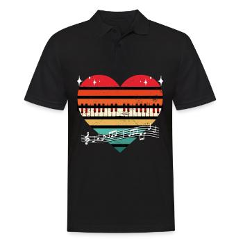 Vintage Piano Heart Silhouette Music Lover Pianist - Männer Poloshirt - Schwarz - Vorne - Kai (181cm)
