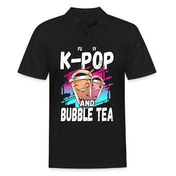 Drôle alimenté par la K-pop et le bubble tea Oppa South - Polo Homme - noir - Devant - Kai (181cm)