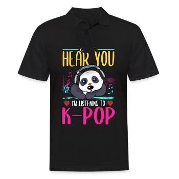 Panda Je ne peux pas t’entendre J’écoute de la K-pop - Polo Homme - noir - Devant - Kai (181cm)