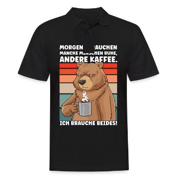 Filterkaffee Bär Kaffeebohne Kaffee Geschenk - Männer Poloshirt - Schwarz - Vorne - Kai (181cm)