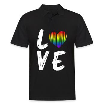 Love Rainbow Heart LGBT Pride Month Gay Bi Trans - Männer Poloshirt - Schwarz - Vorne - Kai (181cm)
