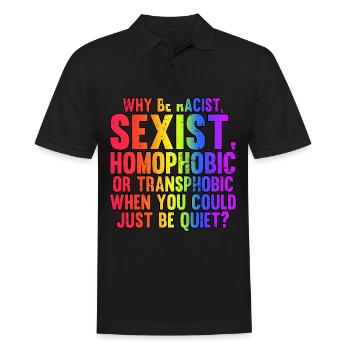 Pourquoi être un raciste sexiste Homophobe MOIS DE LA FIERTÉ LGBT - Polo Homme - noir - Devant - Kai (181cm)