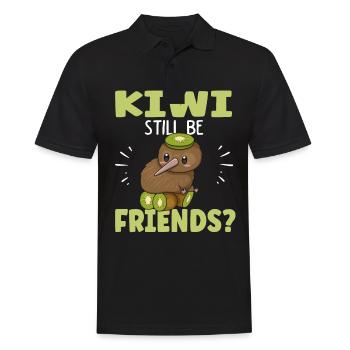 Kiwi still be friends Pun for a Kiwi Birdwatcher - Männer Poloshirt - Schwarz - Vorne - Kai (181cm)