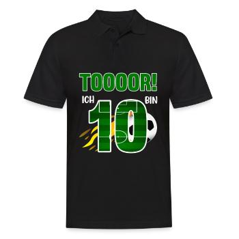 Tooor! Ich bin 10 Jahre Fußball Fußballer 10. - Männer Poloshirt - Schwarz - Vorne - Kai (181cm)
