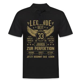 Legende seit 33 Jahren 33. Geburtstag - Männer Poloshirt - Schwarz - Vorne - Kai (181cm)