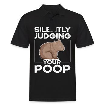 Silently judging your poop Quote for a Wombat - Männer Poloshirt - Schwarz - Vorne - Kai (181cm)