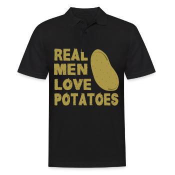 Français frites pommes de terre patate douce - Polo Homme - noir - Devant - Kai (181cm)
