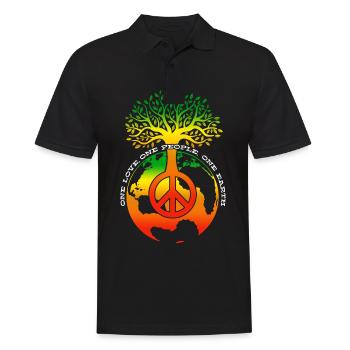 One Love One People One Earth Day Anniversary - Männer Poloshirt - Schwarz - Vorne - Kai (181cm)