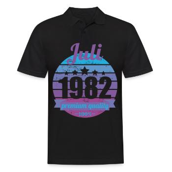 Geboren Juli 1982 40 Jahre 40er 40.Geburtstag - Männer Poloshirt - Schwarz - Vorne - Kai (181cm)