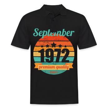 Né en septembre 1972 50 ans 50s 50e anniversaire - Polo Homme - noir - Devant - Kai (181cm)