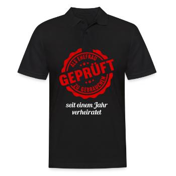 Geprüft 1 Jahre verheiratet 1.Hochzeitstag - Männer Poloshirt - Schwarz - Vorne - Kai (181cm)