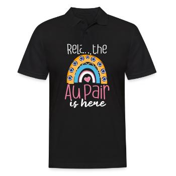 Au Pair Relax Das Au Pair ist da - Männer Poloshirt - Schwarz - Vorne - Kai (181cm)