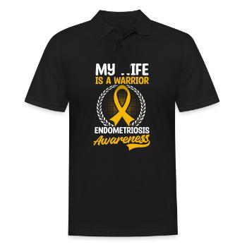 Endometriose Bewusstsein Meine Frau ist eine Kriegerin - Männer Poloshirt - Schwarz - Vorne - Kai (181cm)