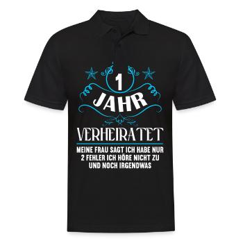 1 Jahre verheiratet nur 2 Fehler 1.Hochzeitstag - Männer Poloshirt - Schwarz - Vorne - Kai (181cm)